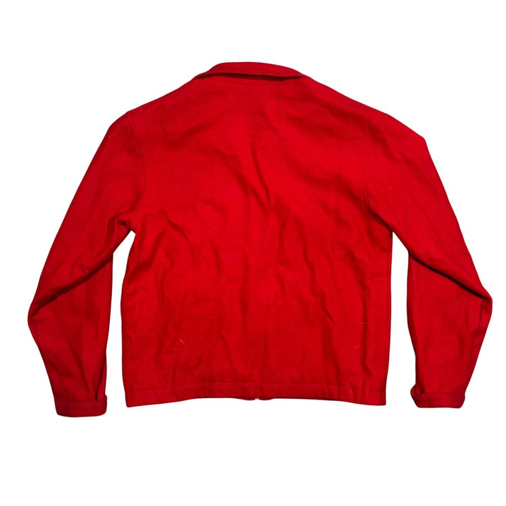 Vintage Nordstrom Harrington Jacket Red Wool Bomber Zip USA Mens Small - Picture 4 of 8